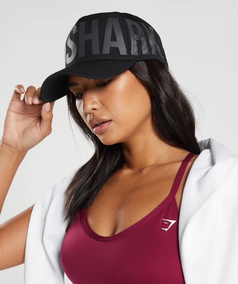 Gymshark Logo Trucker Caps Black | NZ 9BKULW